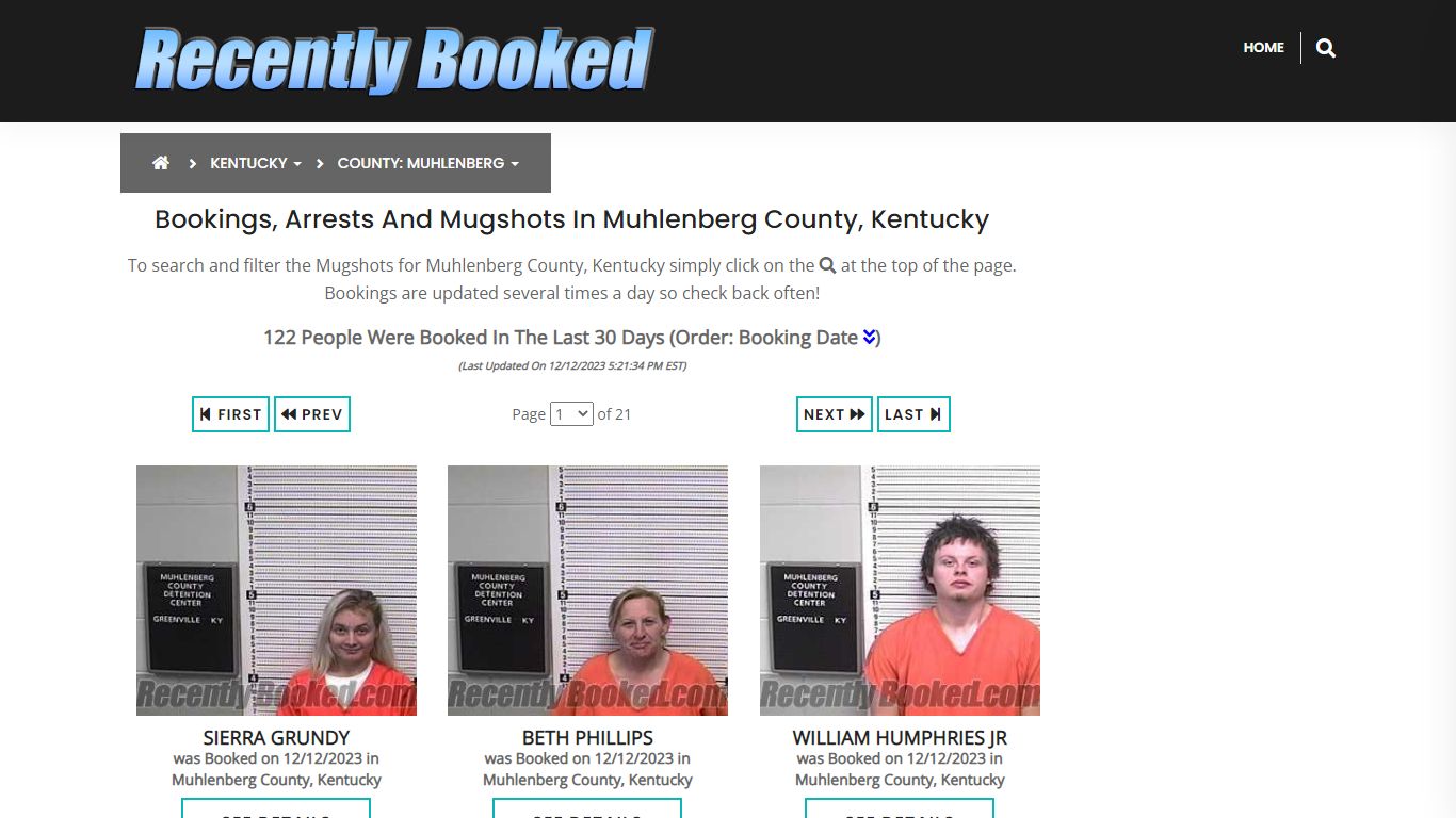 Bookings, Arrests and Mugshots in Muhlenberg County, Kentucky